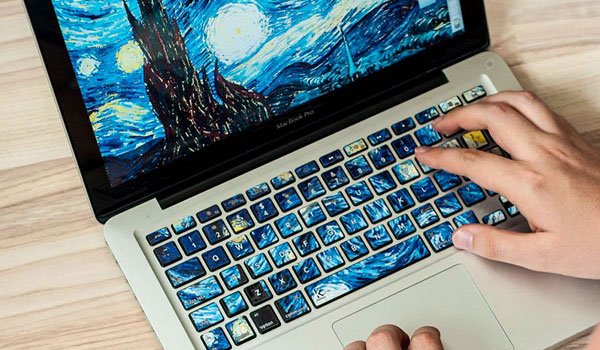 Keyboard stickers turn laptop into iconic paintings