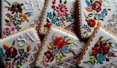 Cookies with intricate embroidery designs