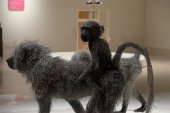 Life-size animal sculptures made of wire