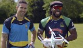Kevin Pietersen takes on Chris Gayle to smash drone