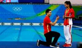 Marriage proposal at medal ceremony